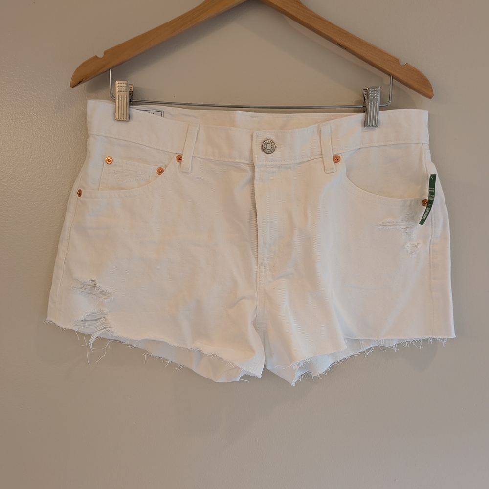 GAP White Distressed Jean Shorts